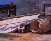 温斯洛荷默 - Boy in a Boatyard aka Boy with Barrels